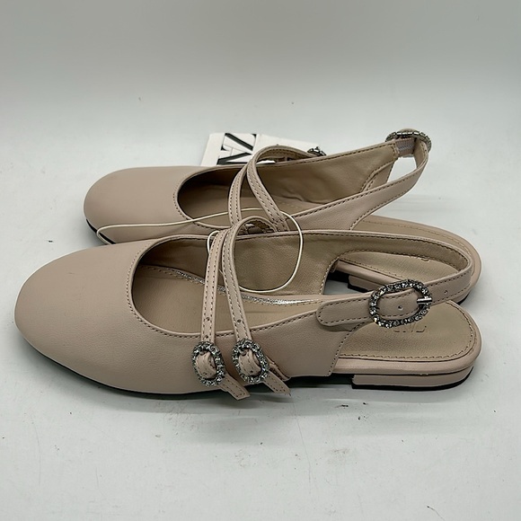 Zara NWT Blush Pink Rhinestone Ballet Slippers Flats Shoes **Size 31/US 13-1/2** - Picture 4 of 6